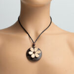 Necklace With Coconut Shell Flower Pendant