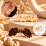 Coconut Shell Elephant Stud Earrings - Image 3
