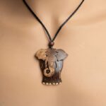 Coconut Shell Elephant Pendant Necklace