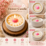Petal Glow Candle – Handmade Daisy Flower Candle - Image 3
