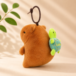 Cute Capybara Keychain with Lucky Turtle