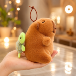 Cute Capybara Keychain with Lucky Turtle - Image 2