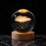 Crystal Ball Night Light – 3D Engraved Rain Cloud - Image 2
