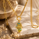 Hamsa Evil Eye Charm Necklace for Women - Image 3