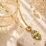 Hamsa Evil Eye Charm Necklace for Women